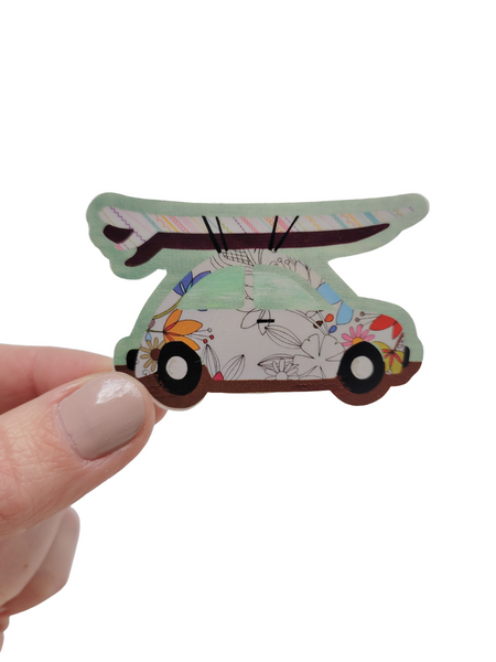 Surf Car Floral Sticker